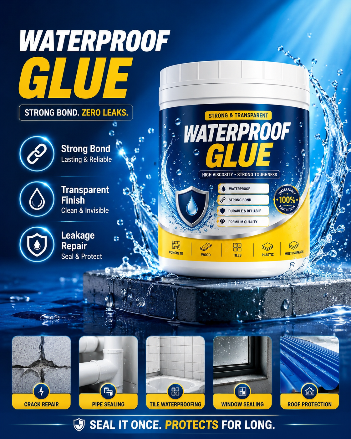 Transparent waterproof glue