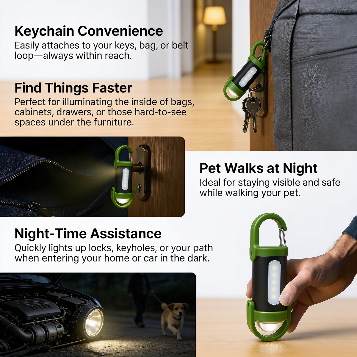 Mini LED Flashlight with Carabiner Clip